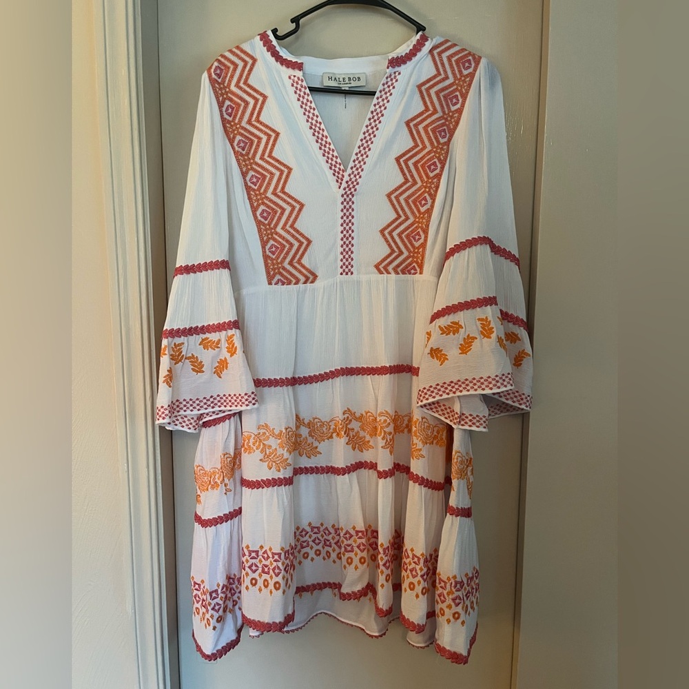 Pink, Orange, and White Gauze Hale Bob Los Angeles dress, Women’s L